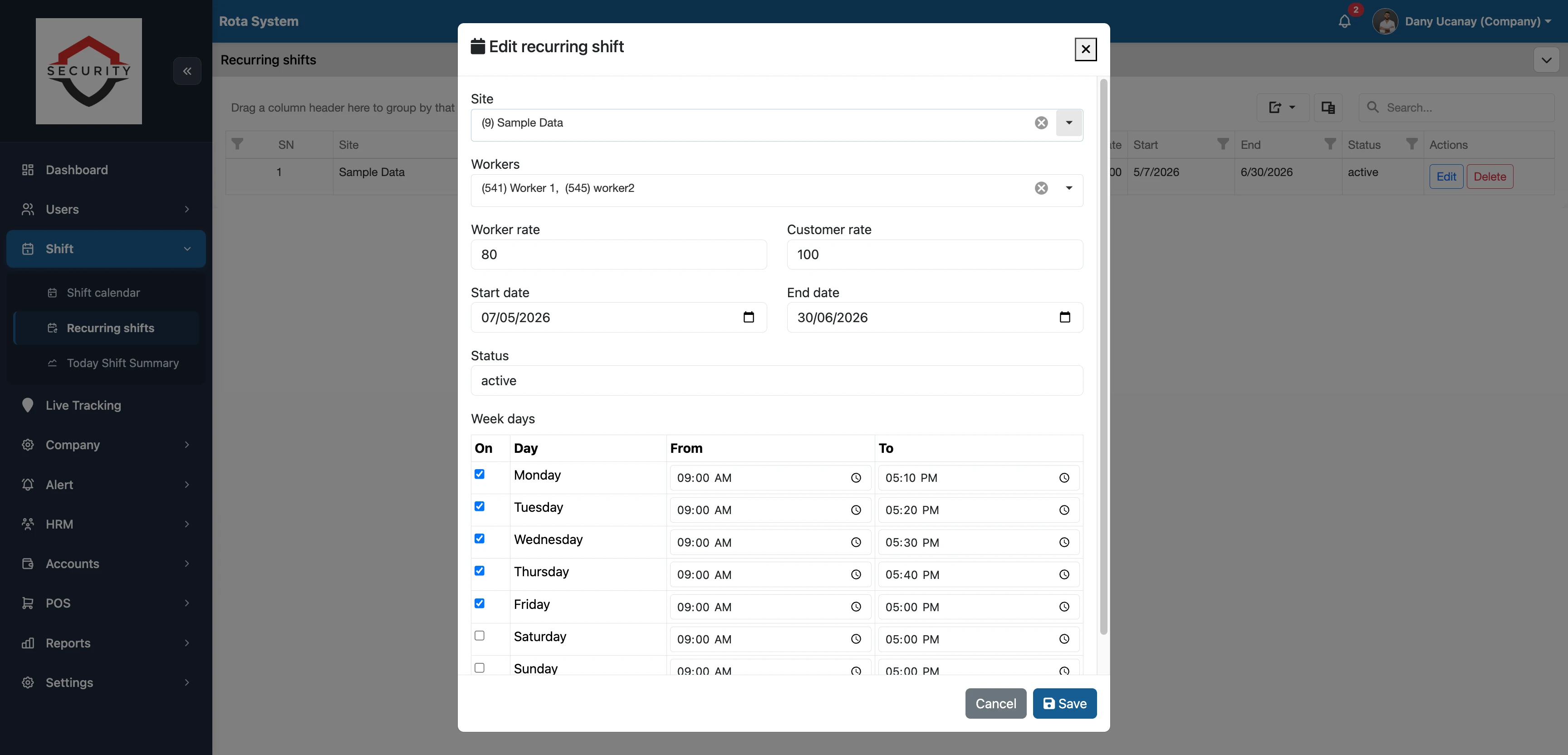 Worker Scheduling System (ROTA)